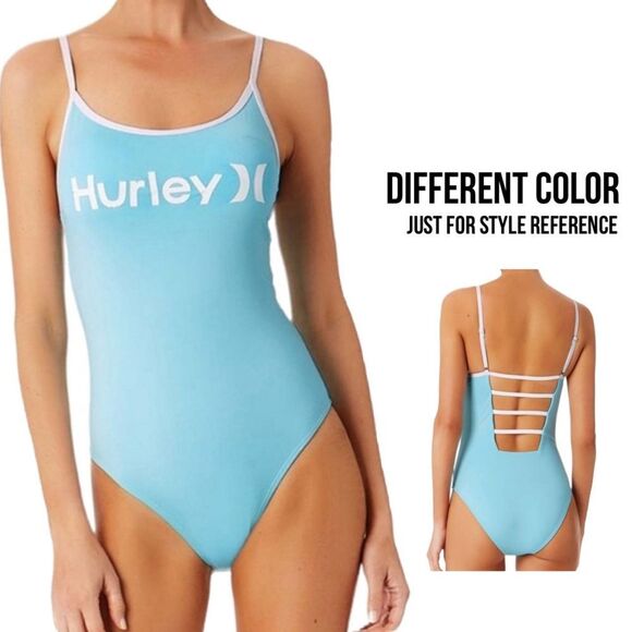 HURLEY Black & White Hem One Piece Swimsuit. Size Medium - Picture 3 of 12